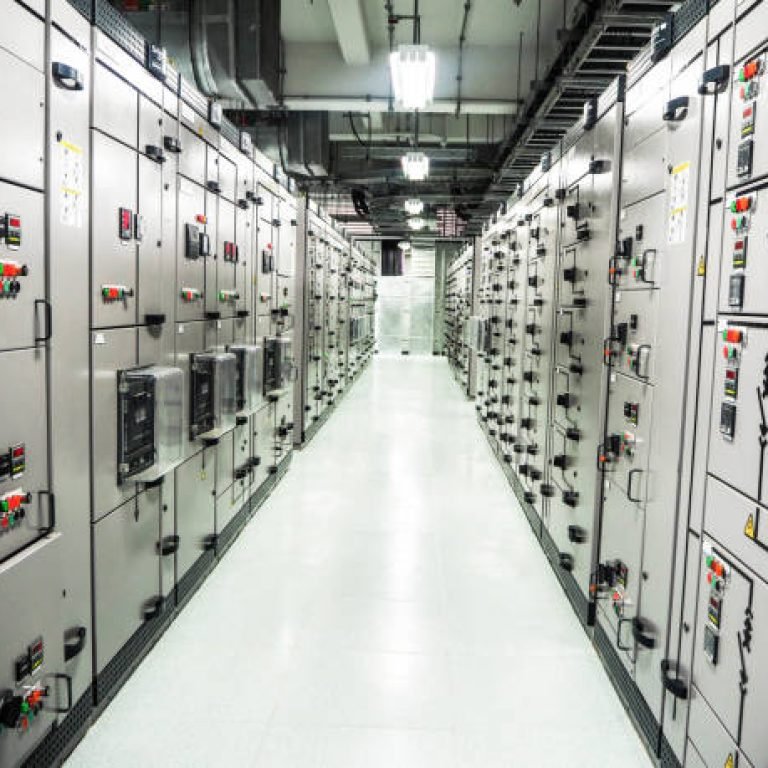Electrical switchgear,Industrial electrical switch panel at substation in industrial zone at power plant